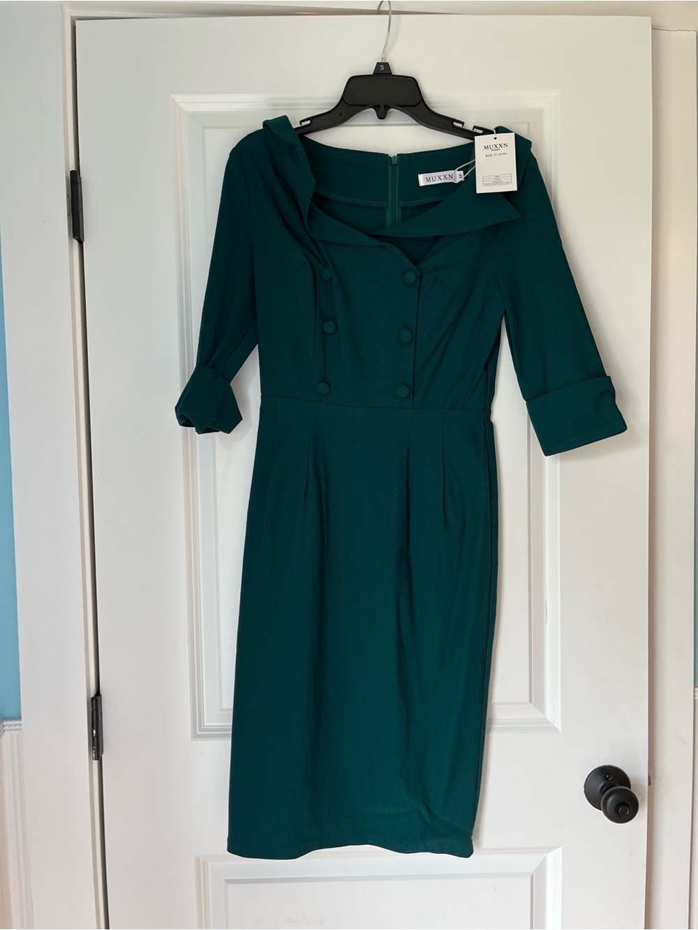 Nina Teal Green Vintage-Inspired Midi Dress